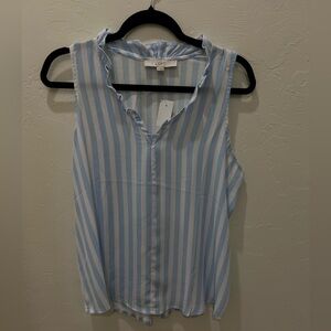 LOFT NWT Light Blue and White Striped Blouse